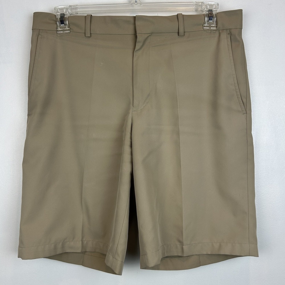 Walter Hagen Mens Shorts 34 Golf Chino Tan Beige 10" Inseam Solid Khaki Read